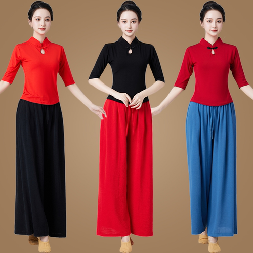 优雅中袖古典莫代尔跳舞衣现代舞蹈练功服广场舞服装新品款套装女 - 封面