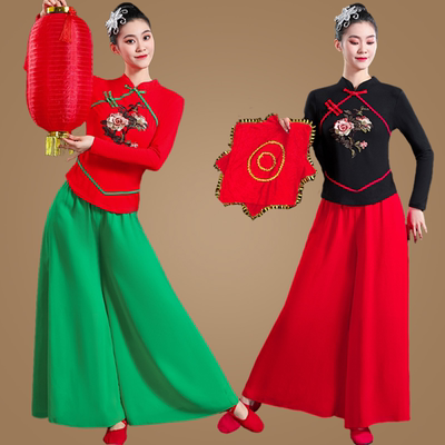 广场舞秧歌舞服古典绣花绽放光彩