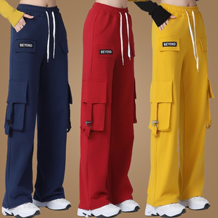 薄款 广场舞服装 时尚 曳步鬼步舞蹈服工装 百搭口袋裤 子女夏季 新款 裤