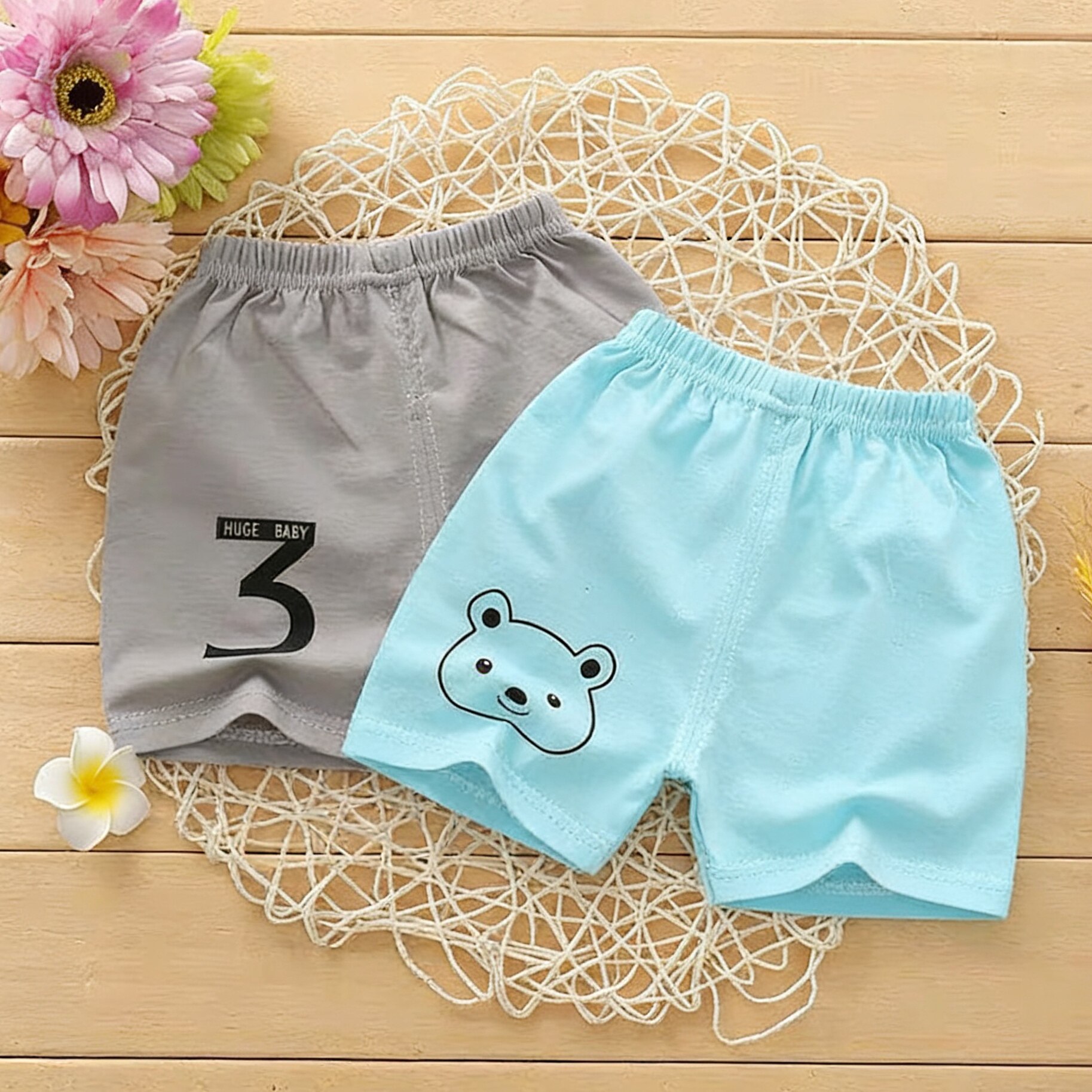 二条装 男女宝宝短裤 夏季裤子婴儿童纯棉薄中裤两用档0-1-2-3岁