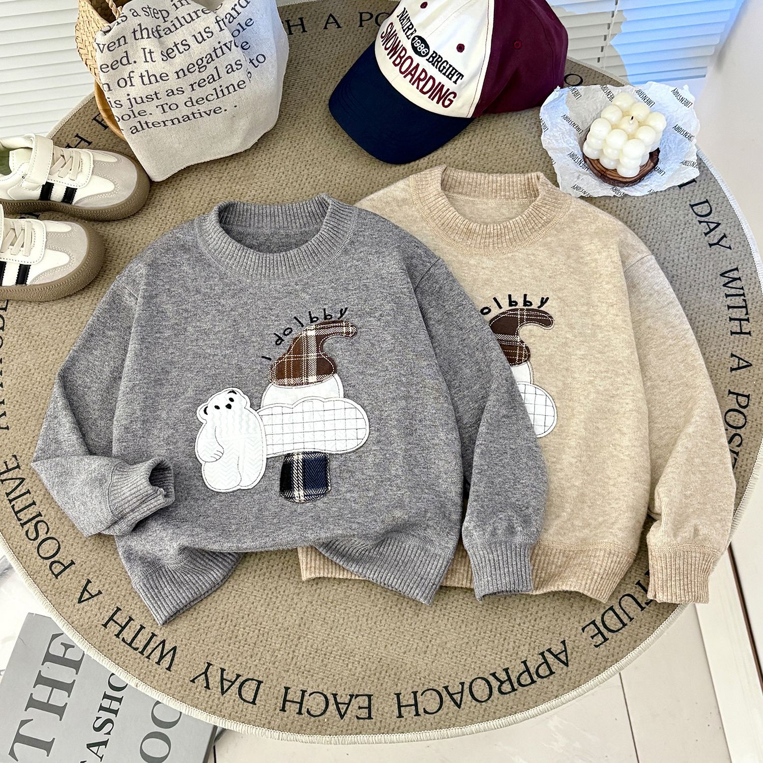 新款秋季儿童圣诞毛衣卡通麋鹿男女孩时尚保暖冬装厚卫衣打底上衣