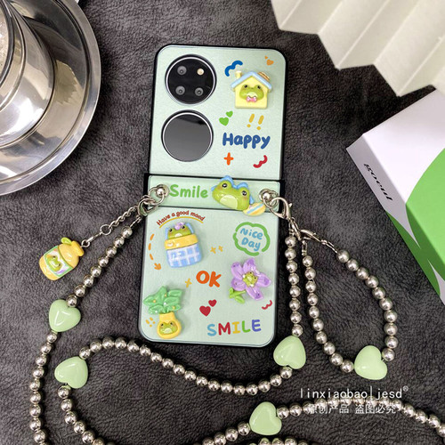 华为pocket2皮纹手链手机壳