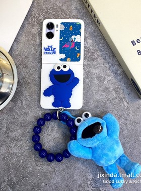 蓝色娃娃铰链全包防摔适用于OPPOFindN3Flip手机壳findn2flip保护套oppo小折叠屏新款n3flip手链斜挎女
