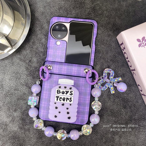 铰链全包适用于OPPOFindN3Flip手机壳findn2flip保护套oppo小折叠屏新款紫色水瓶支架n3flip手链斜挎女