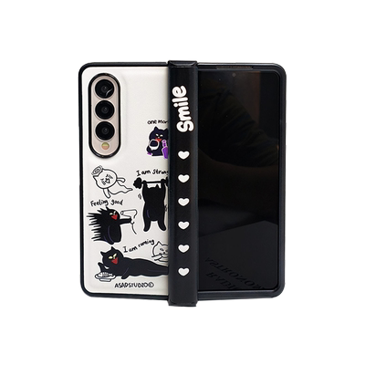 三星ZFold5皮纹手链手拎女手机壳