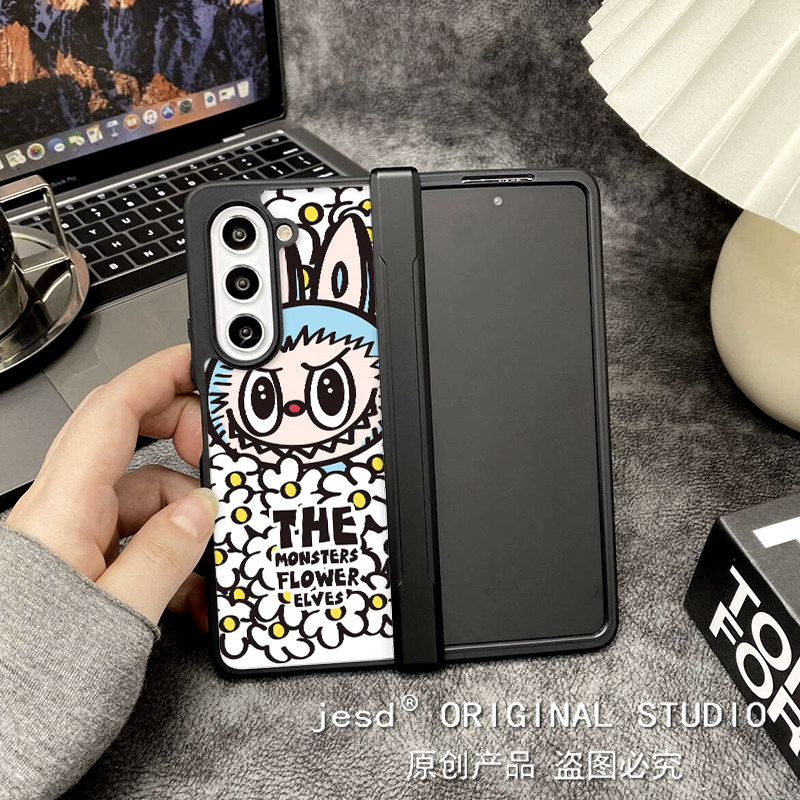 小清新花朵小怪兽适用三星zfold5手机壳z fold6折叠屏w24网红新款Galaxy ZFold4软壳全包5g可爱卡通w23保护套