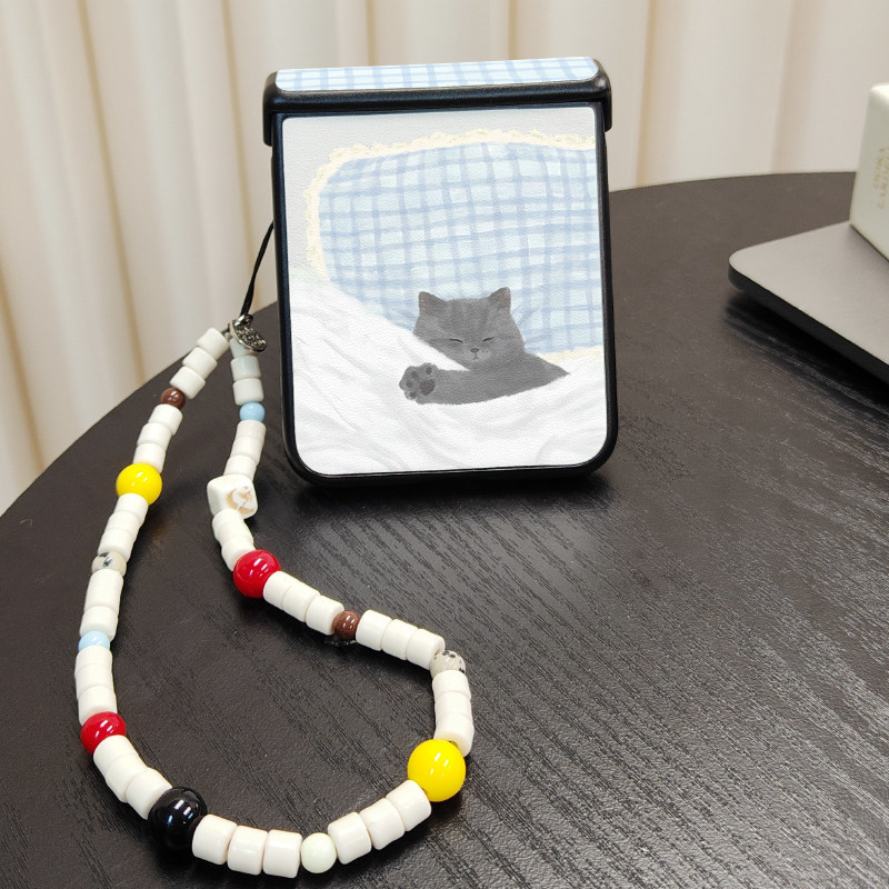 可爱清新手绘睡觉猫咪适用三星zflip765折叠屏n3flip手机壳purax小米mixflip2保护套pocket2新款荣耀vflip2女