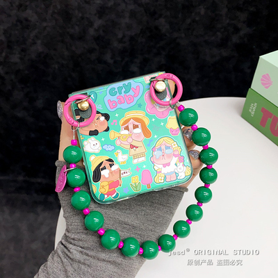 可爱小清新卡通哭娃手提绳适用荣耀MagicVFlip2手机壳华为Pocket2/s折叠屏novaFlip新款PuraX典藏阔屏保护套