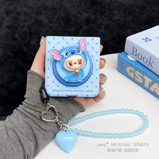 史迪仔支架适用三星zflip67华为purax手机壳小米Mixflip保护套小怪兽p50pocket2/s磁吸波漾纹n3flip荣耀vflip