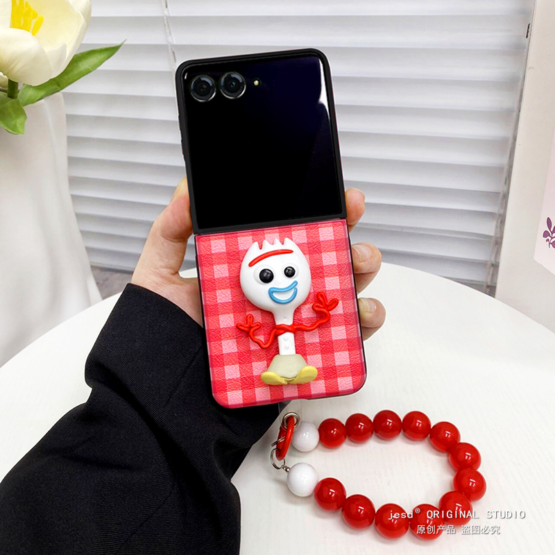 玩具总动员公仔适用摩托罗拉moto razr50ulta手机壳斜挎折叠屏Razr50Ultra皮质保护套超薄防摔razr50新款挂绳