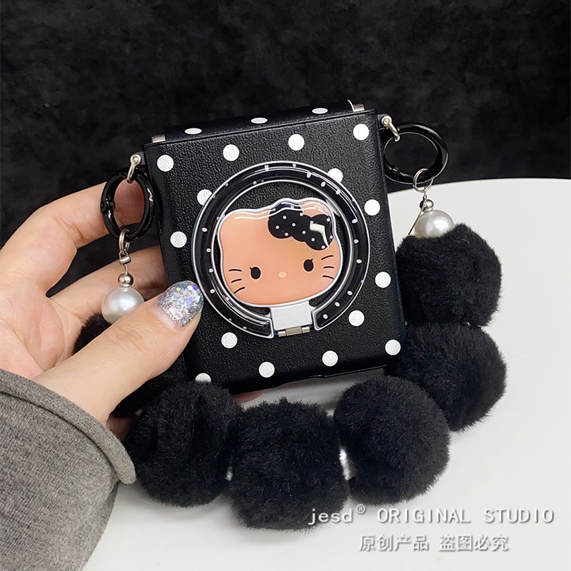 韩系ins波点Kit猫磁吸支架适用三星zflip765折叠屏purax华为pocket2手机壳套n3flip小米Mixflip2荣耀vflip2