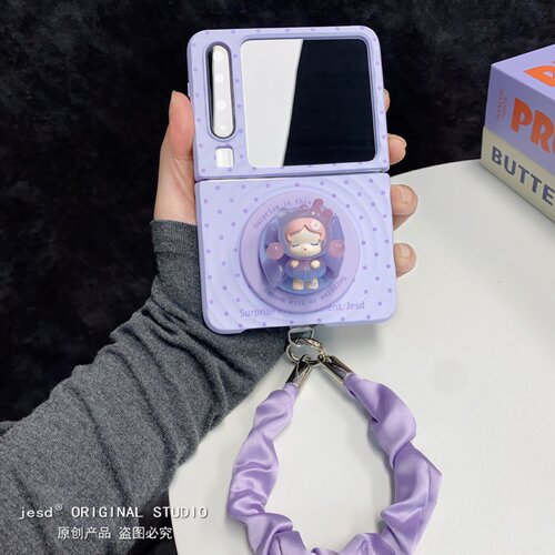 紫波点可爱sp女孩适用三星zflip7折叠屏华为purax手机壳小米mixflip2支架pocket2磁吸波漾纹n3flip荣耀vflip2