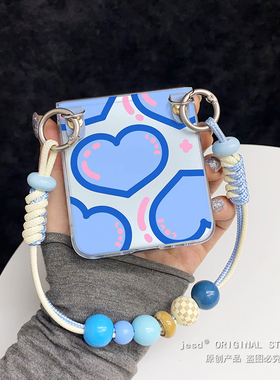 韩系ins蓝色线条爱心适用华为purax阔屏手机壳pocket2保护套荣耀vflip三星zflip7折叠屏novaflip硬p50pockets