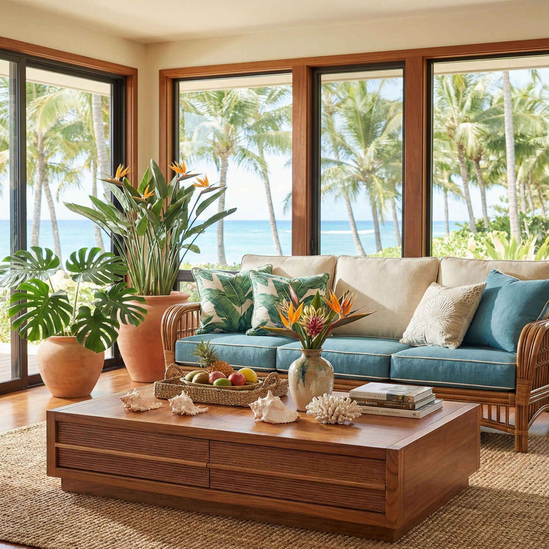 筑家 东南亚家具实木茶几中式长方形简约槟榔色原木茶桌带抽屉