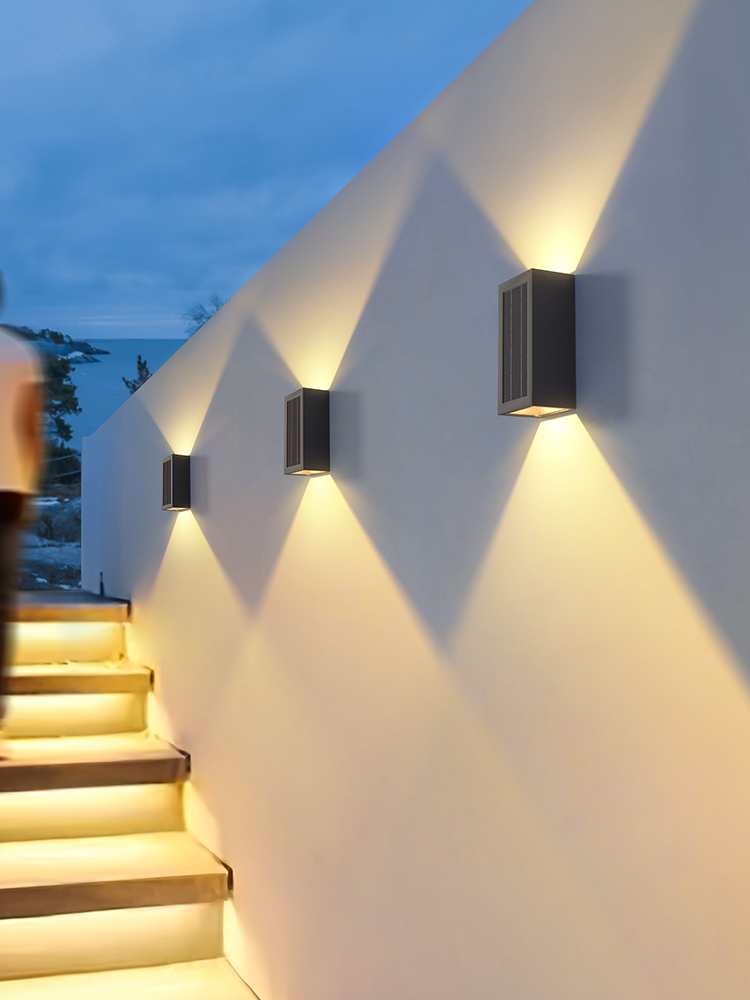 户外防水洗墙机太阳能庭院壁灯户外别墅外壁灯电源连接庭院壁灯