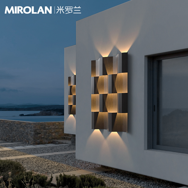 户外壁灯防水别墅庭院背景墙太阳能室外玄关墙外墙灯墙Z面装饰景