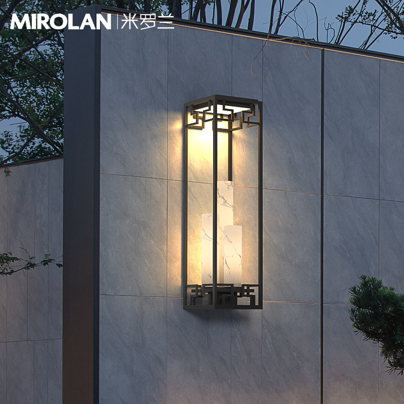 户外云石壁灯新中式别墅大门壁灯装饰走廊过N道柱子壁灯室外景观