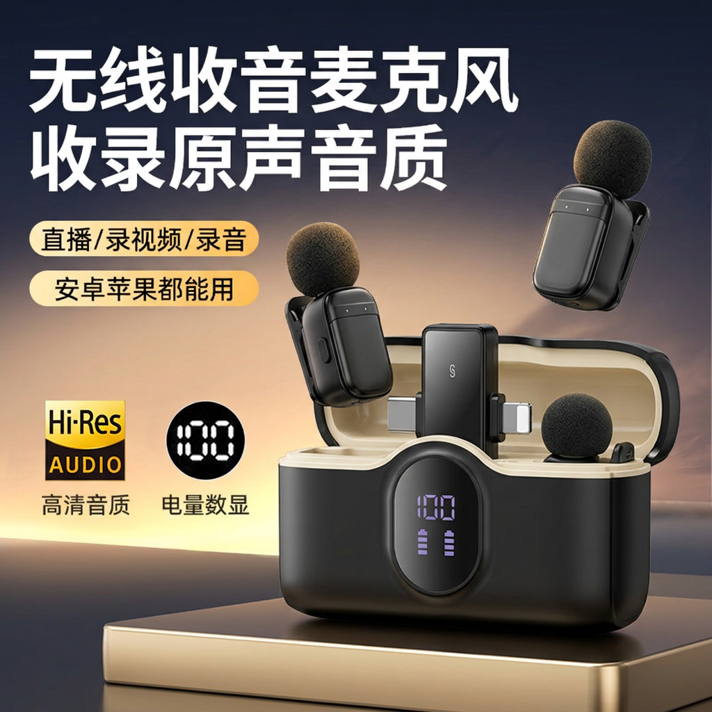 无线收音麦克风领夹式收音麦麦主播录音设备夹领式手机拍视频采访