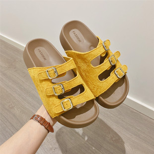 复古勃肯鞋搭扣厚底松糕拖鞋女夏外穿2026夏季新款韩版沙滩拖凉拖
