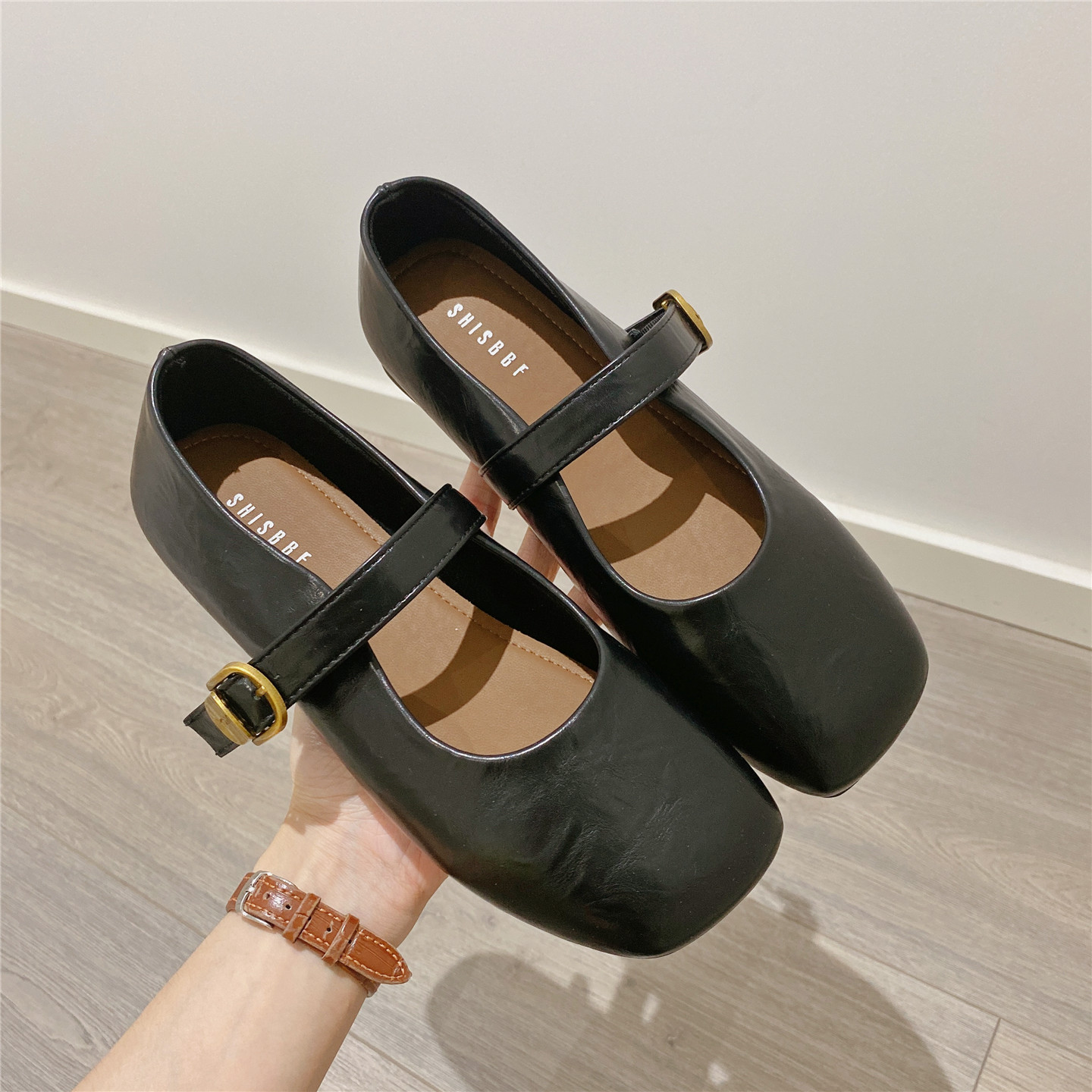 仙女风搭扣方头单鞋女2025夏季新款韩版软底舒适平底浅口豆豆鞋女