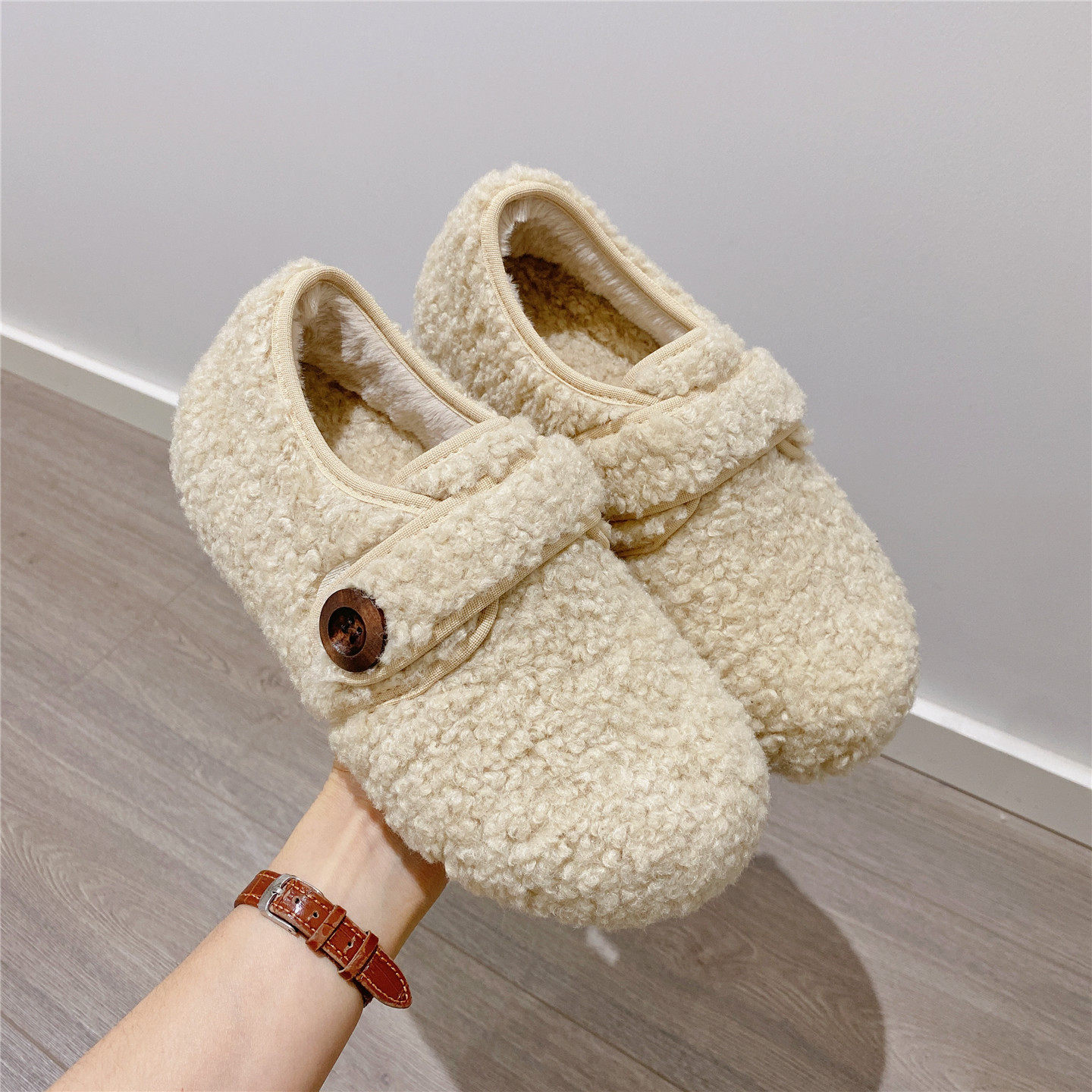 毛毛鞋魔术贴加绒保暖单鞋女2025冬季新款韩版内增高棉鞋豆豆鞋女,女鞋,深口单鞋,淘宝优惠券,粉丝福利购,淘宝优惠卷