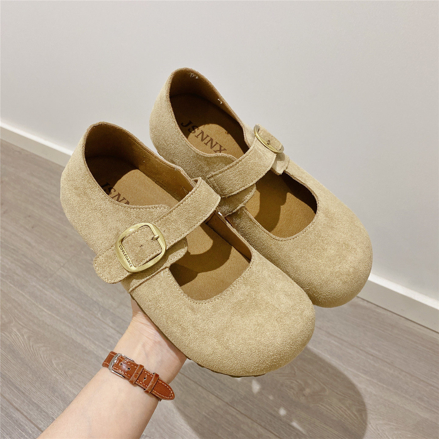 勃肯鞋搭扣松紧带单鞋女2026春季新款韩版软底内增高平底豆豆鞋女,女鞋,浅口单鞋,淘宝优惠券,粉丝福利购,淘宝优惠卷