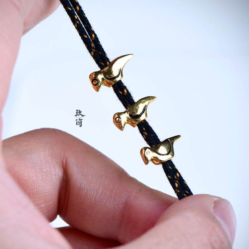 九筒出品24k足金吉祥鸟绳束背云108念珠手串套装配饰