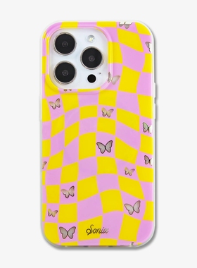 美国sonix 2023新款苹果iPhone14 pro max蝴蝶棋盘格磁圈magsafe全包防摔手机壳