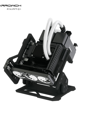 Barrowch ITX开放式可调角度铝合金水冷机箱兼容半高全高卡PFT-01