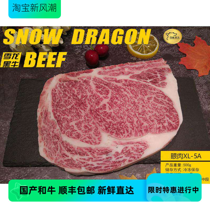 雪龙牛肉眼肉5A500g雪花新鲜原切儿童牛排团购生鲜食材顺丰包邮