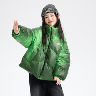 女童冬款潮牌温变三防羽绒服2025年新款中大儿童加厚保暖时髦衣服