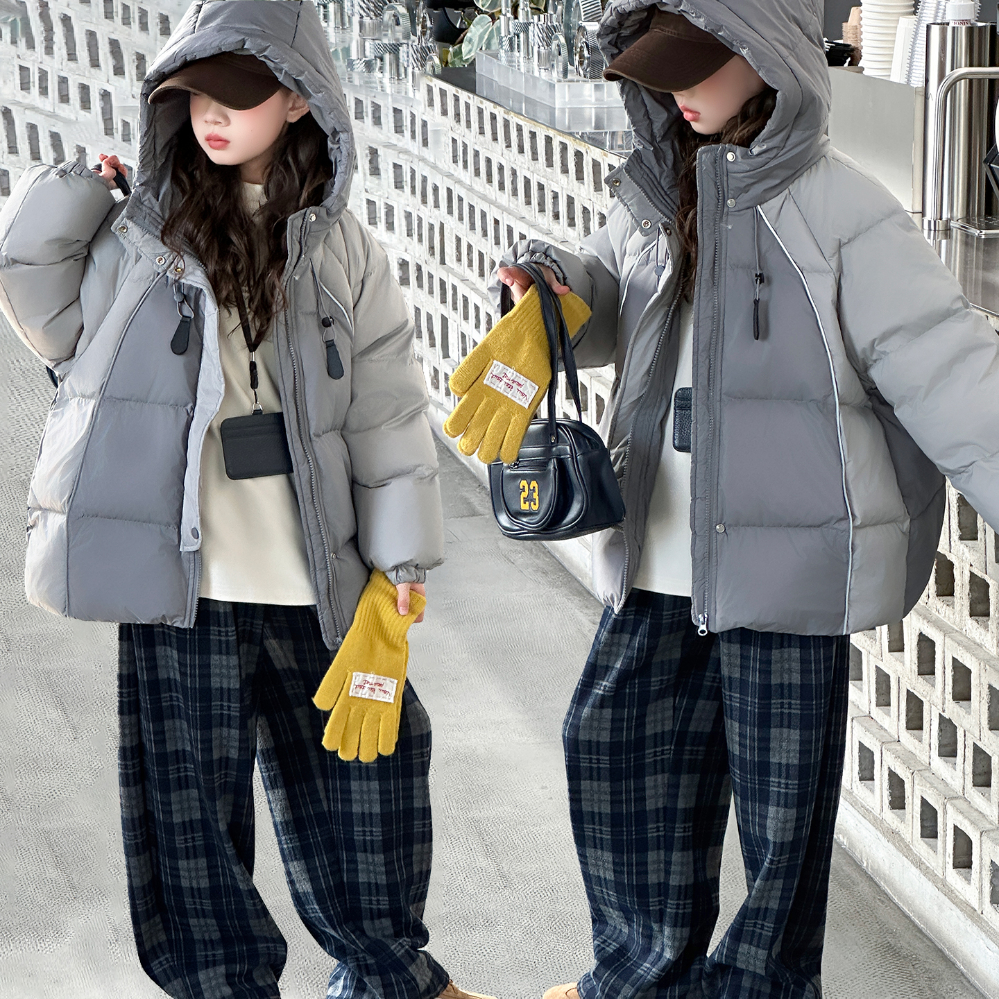 女体冬款潮牌白鸭绒保暖羽绒服2025年新款中大童加绒加厚洋气衣服