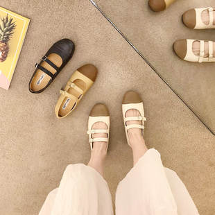 小香风拼色内增高玛丽珍单鞋女2026年春季新款气质百搭通勤奶奶鞋