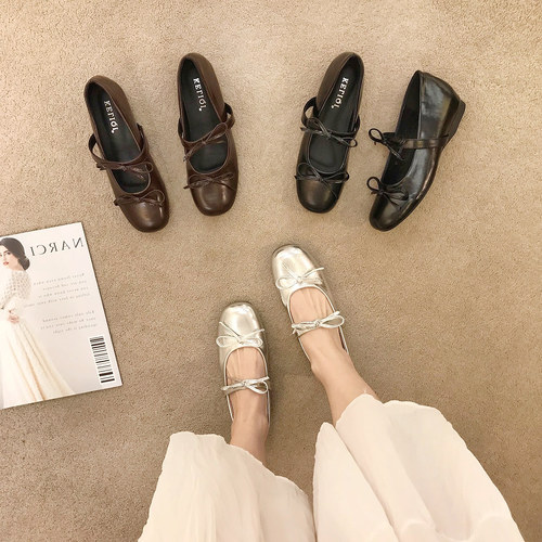 法式银色仙女风芭蕾内增高单鞋女春2026年新款蝴蝶结玛丽珍增高鞋