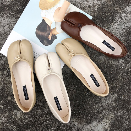 网红韩国驴蹄猪脚平底分趾鞋