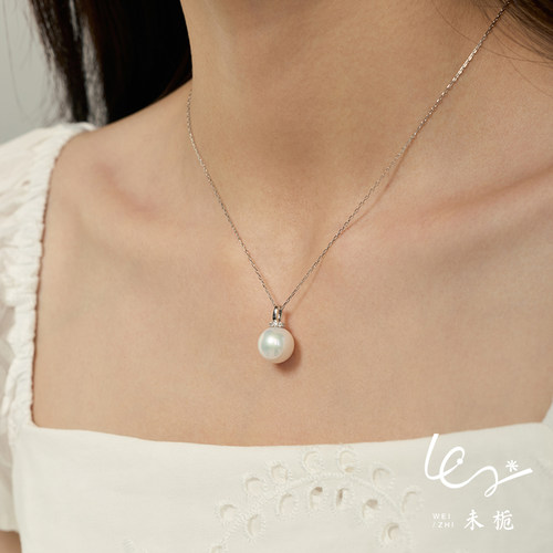 【新品】未栀天然爱迪生珍珠吊坠正圆极强光奶嘴扣珍珠项链女送礼