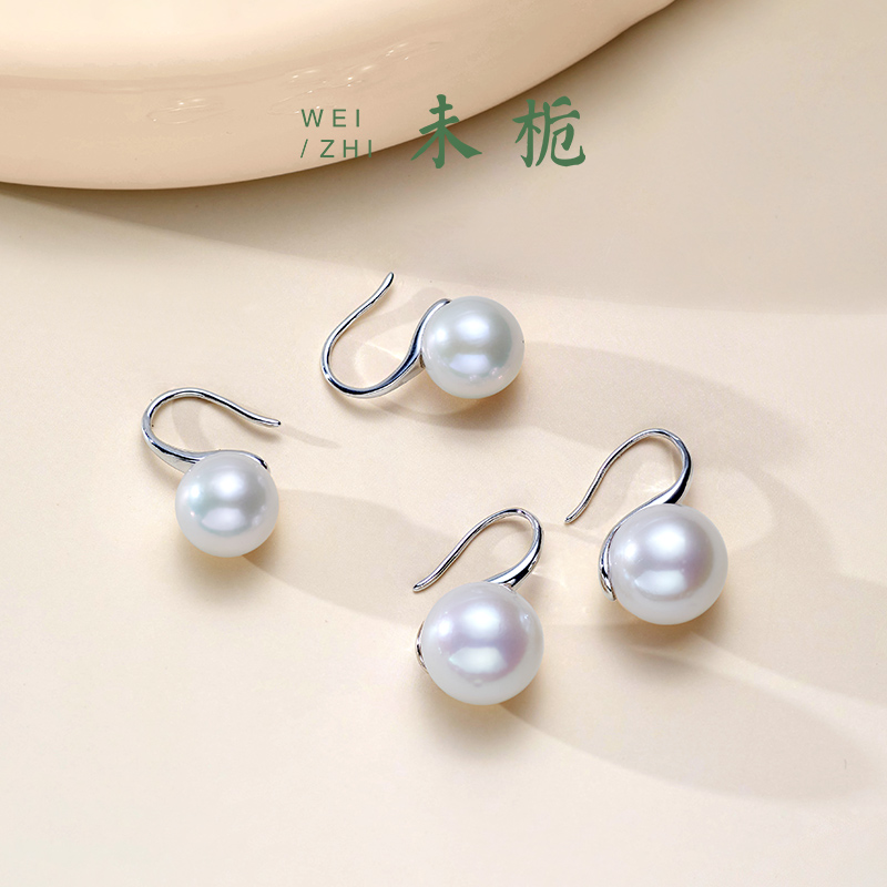 未栀 天然淡水爱迪生珍珠高跟鞋耳环女S925银珍珠耳钉耳钩大点位