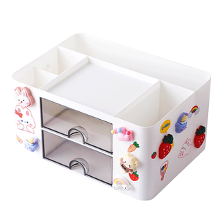 抽屉笔筒收纳盒小学生桌面文具收纳盒多功能大容量笔盒可爱儿童女孩书桌笔架一体放装插笔的笔桶女生创意文具