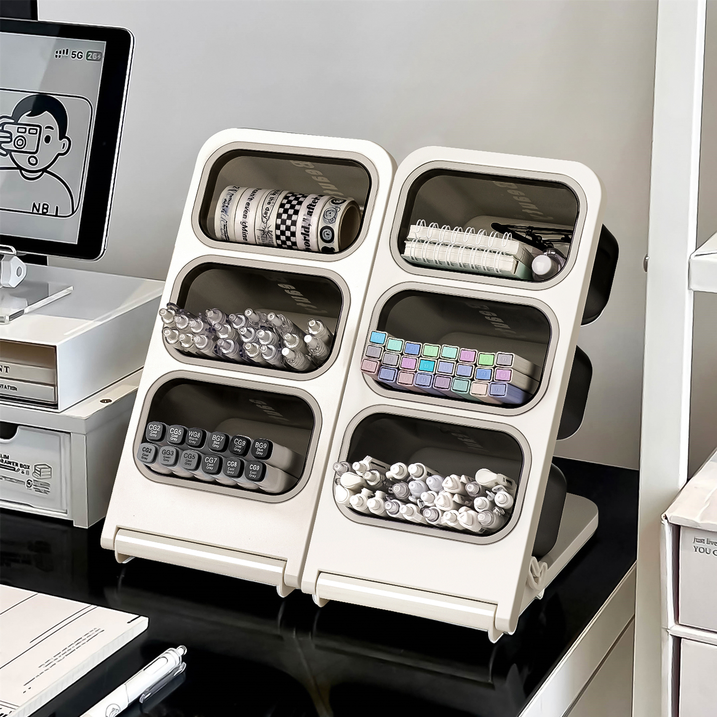 斜插式笔筒文具收纳盒学生书桌