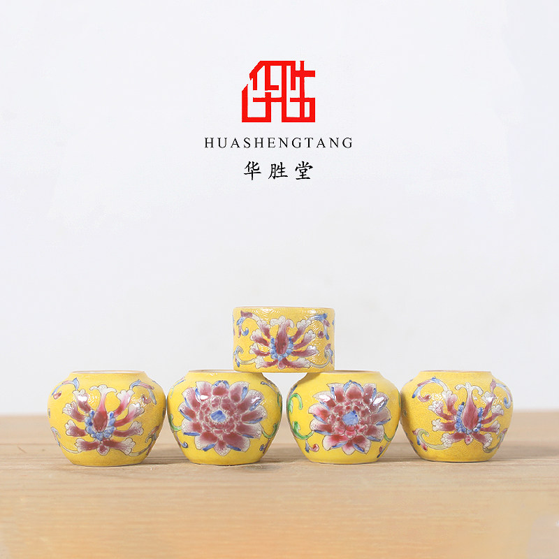 华胜堂景德镇扒花缠枝莲五件套鸟食罐喂食器鸟笼配件