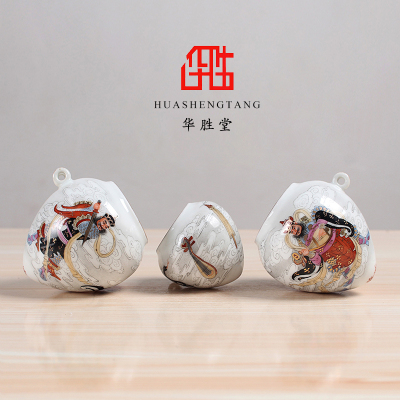 华胜堂 景德镇手绘四大天王精品鸡心罐鸟食罐画眉缸鸟杯 鸟笼配件