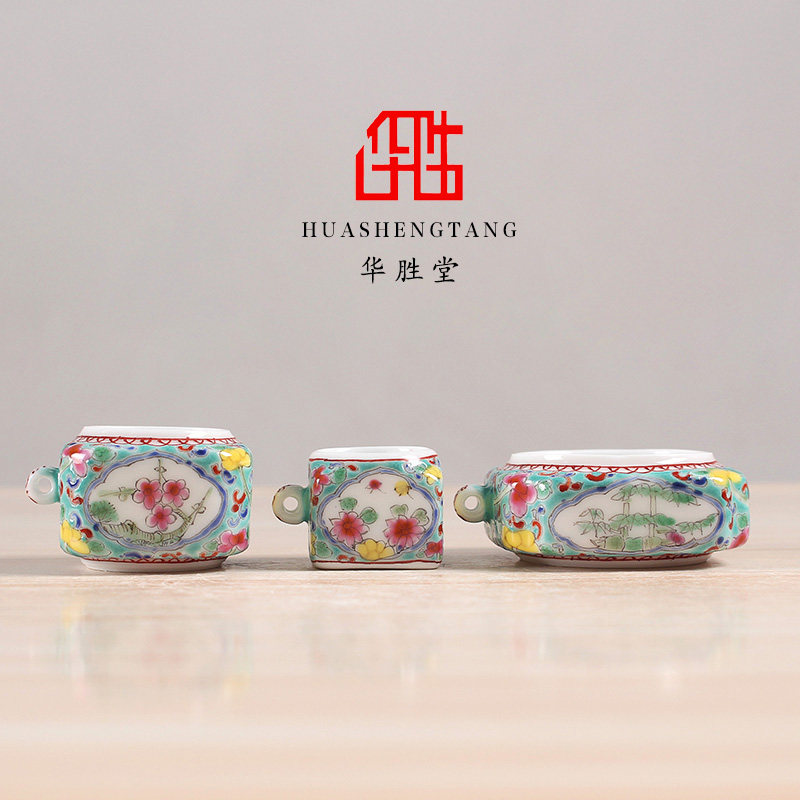 景德镇手绘红黄蓝梅兰竹菊鸟食罐