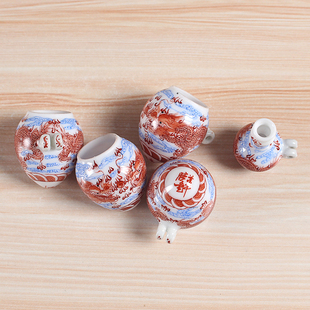 华胜堂 景德镇手绘双龙戏珠鸡心绣眼杯鸟食罐小鸟杯水罐 鸟笼配件