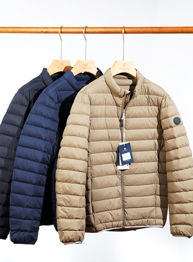 冬季男式柔糯可追溯95鹅绒东丽云朵尼龙轻薄排骨立领高端羽绒服