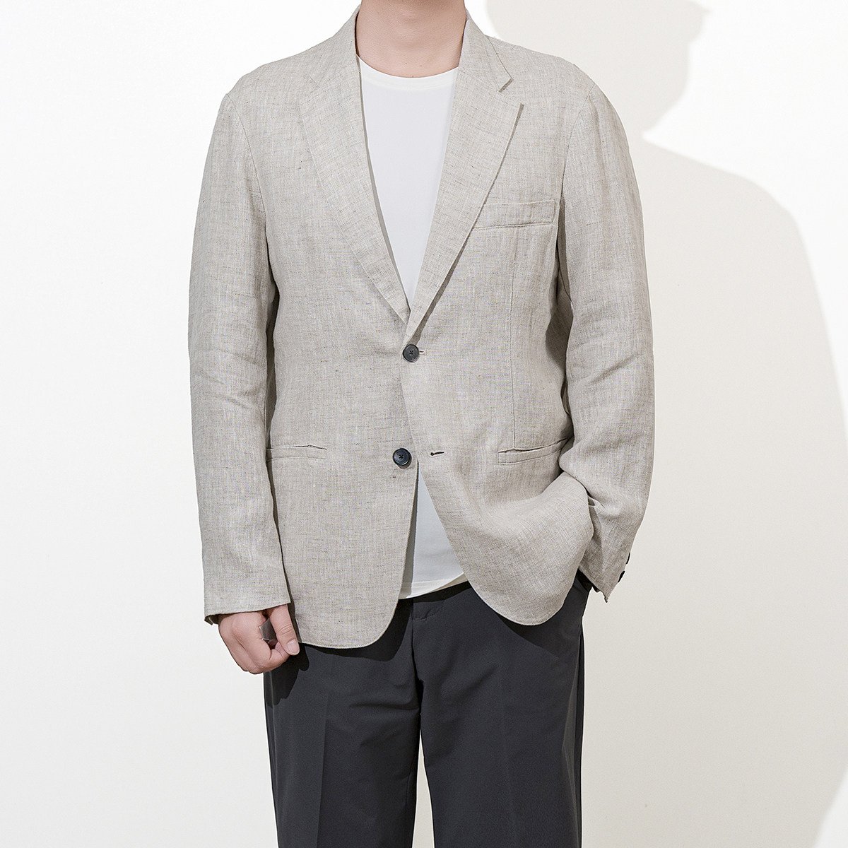 26春玛汀 松弛雅致 进口纯亚麻合身高端单排扣休闲西装便西服男