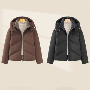 25冬玛汀 可拆卸帽 仿羊毛感中空纱厚款90鹅绒拒水合身羽绒服女