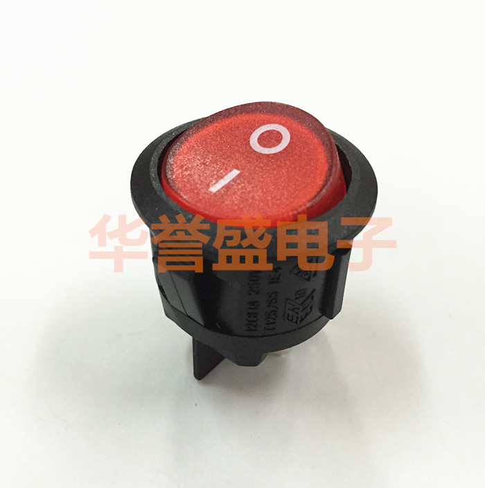 台湾RLEIL进口红色圆形22MM船型开关RL3-5X 4脚2档 翘板 电源开关
