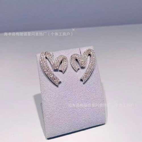 HEFANG何方爱心飘带耳环耳钉银针 无痕发货