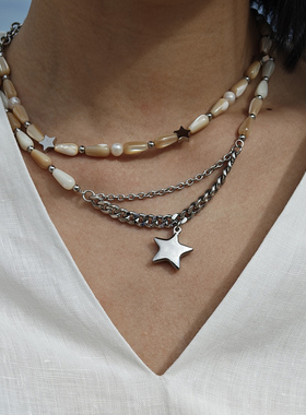 lifeholic星海贝珠星星钛钢项链度假海洋风小众轻奢七夕男女款ins