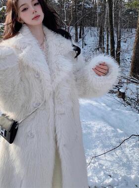 皮毛一体高级感外套女年轻款慵懒宽松仿狐狸毛加厚中长款皮草大衣